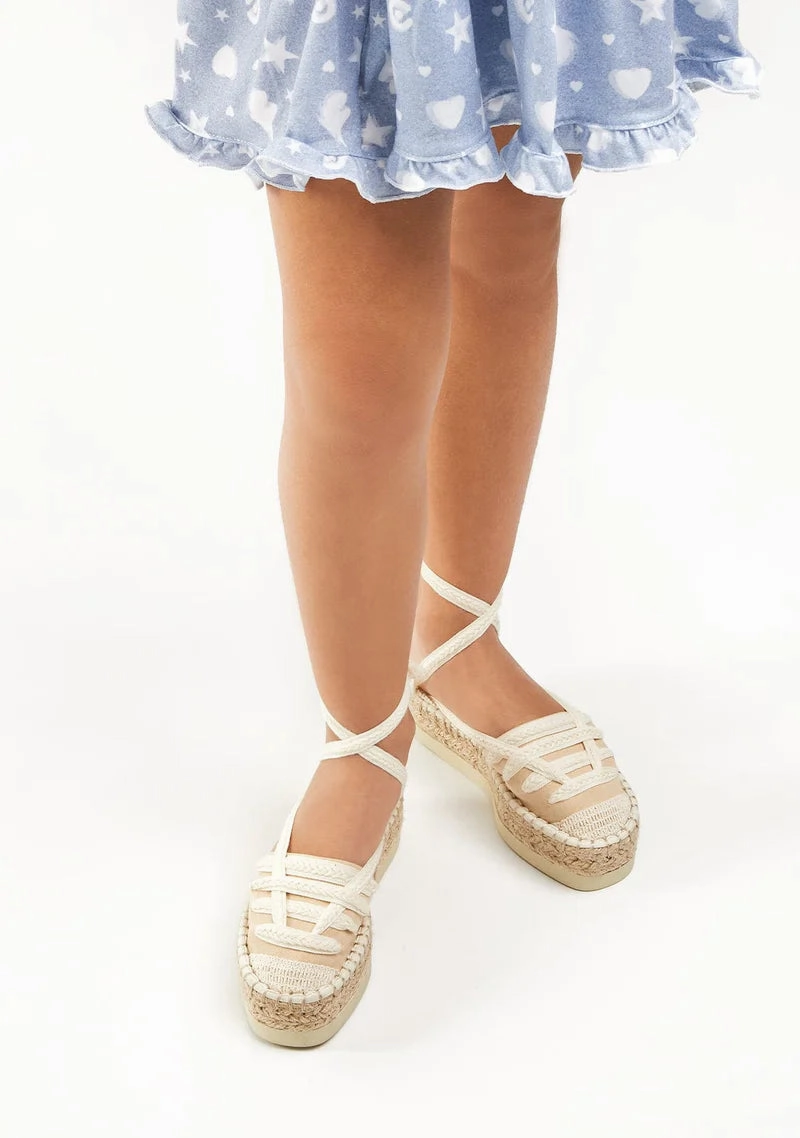 Sand with beige ties wedge alpargata Low Espadrilles Sandals