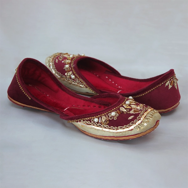 Maroon Fancy Khussa for women Skate Shoes Of The 2000s
