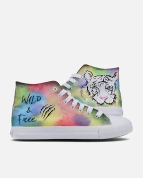 Tiger Hand Painted Shoes Camping Shoes Waterproof