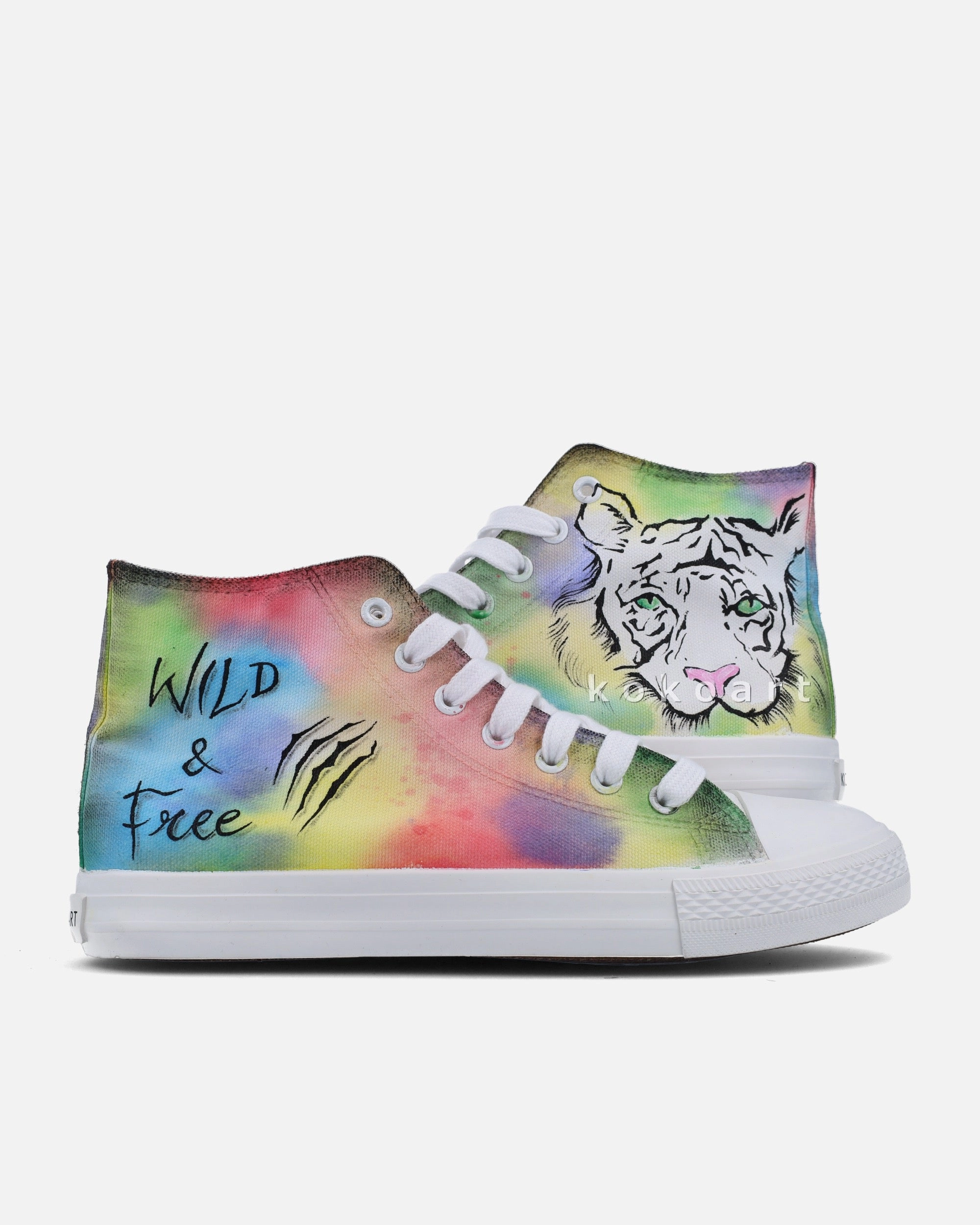 Redmond Waterproof Hiking Shoes Tiger Hand Painted Shoes