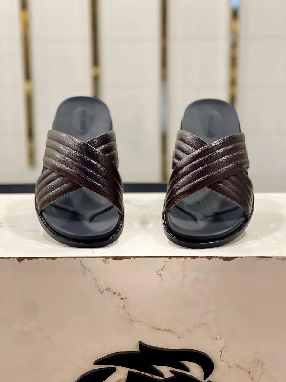 LS Pure Leather Handmade Hazel Stripe - TM Kors Slippers