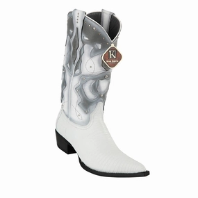 Men's King Exotic Boots Teju Lizard 3x Toe White (495vf0728) Medical Boots