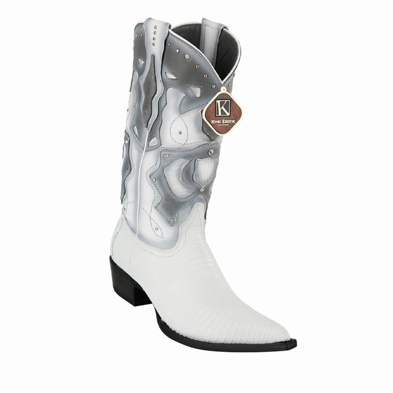 Men's King Exotic Boots Teju Lizard 3x Toe White (495vf0728) Wide Motorcycle Boots