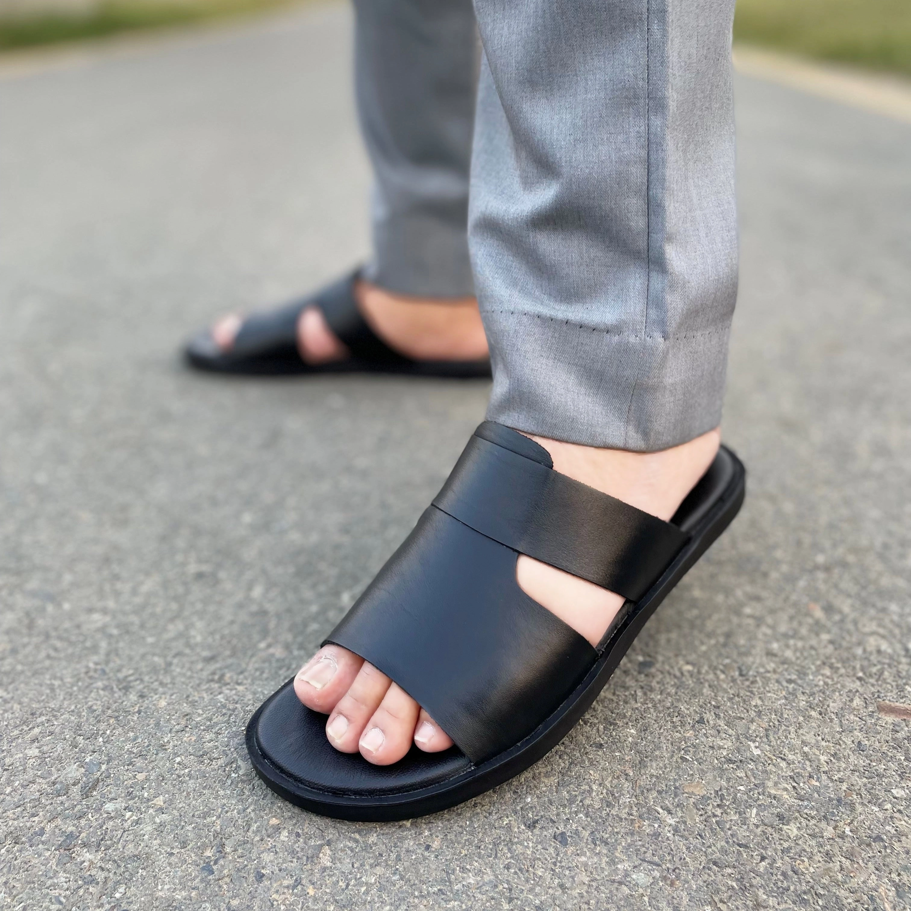 LS Pure Leather Handmade Paviliion Chappal LS-147 Shark Slippers Fortnite