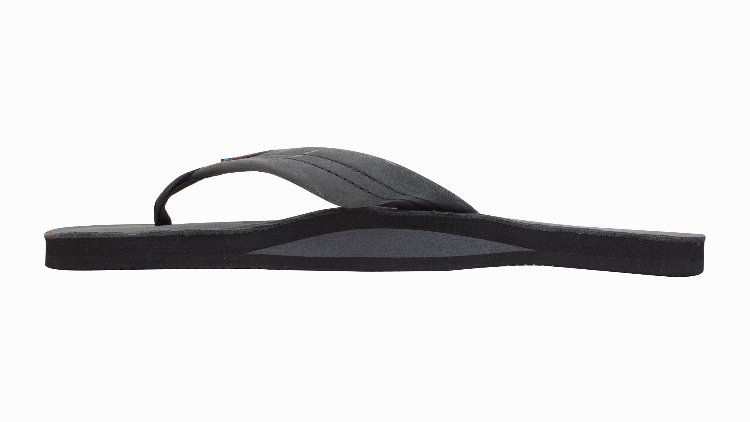 Leather Flip Flops Size 14 Single Layer Premier Leather Black (Men)