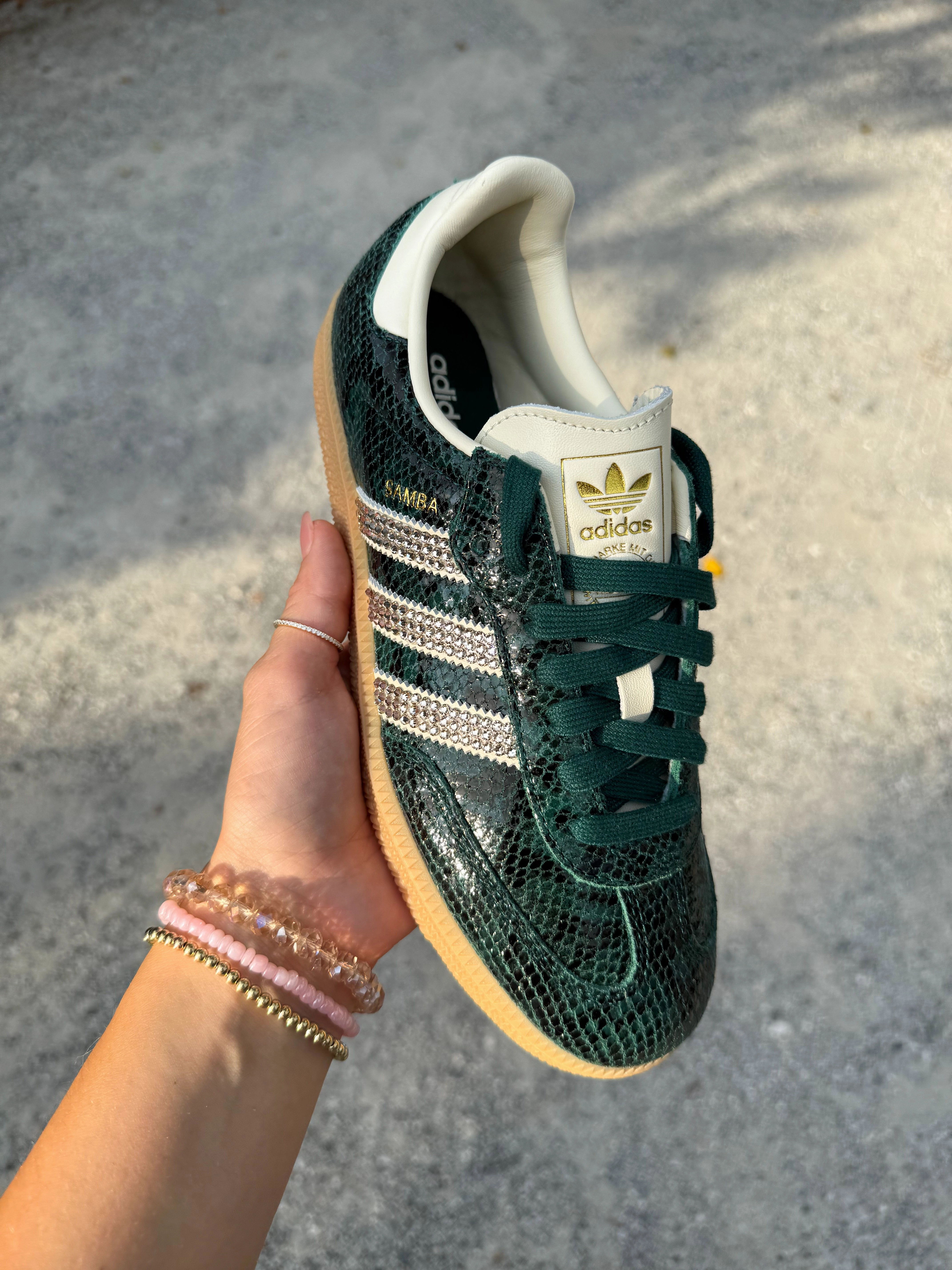 SIZE 7 Green Snakeprint Swarovski Adidas Original Samba OG Teyana Taylor Adidas Shoes