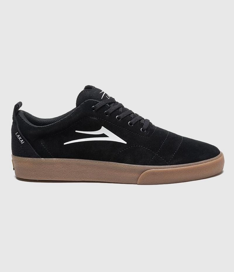 Lakai Bristol Skate Shoes Black/Gum Suede Big 5 Skate