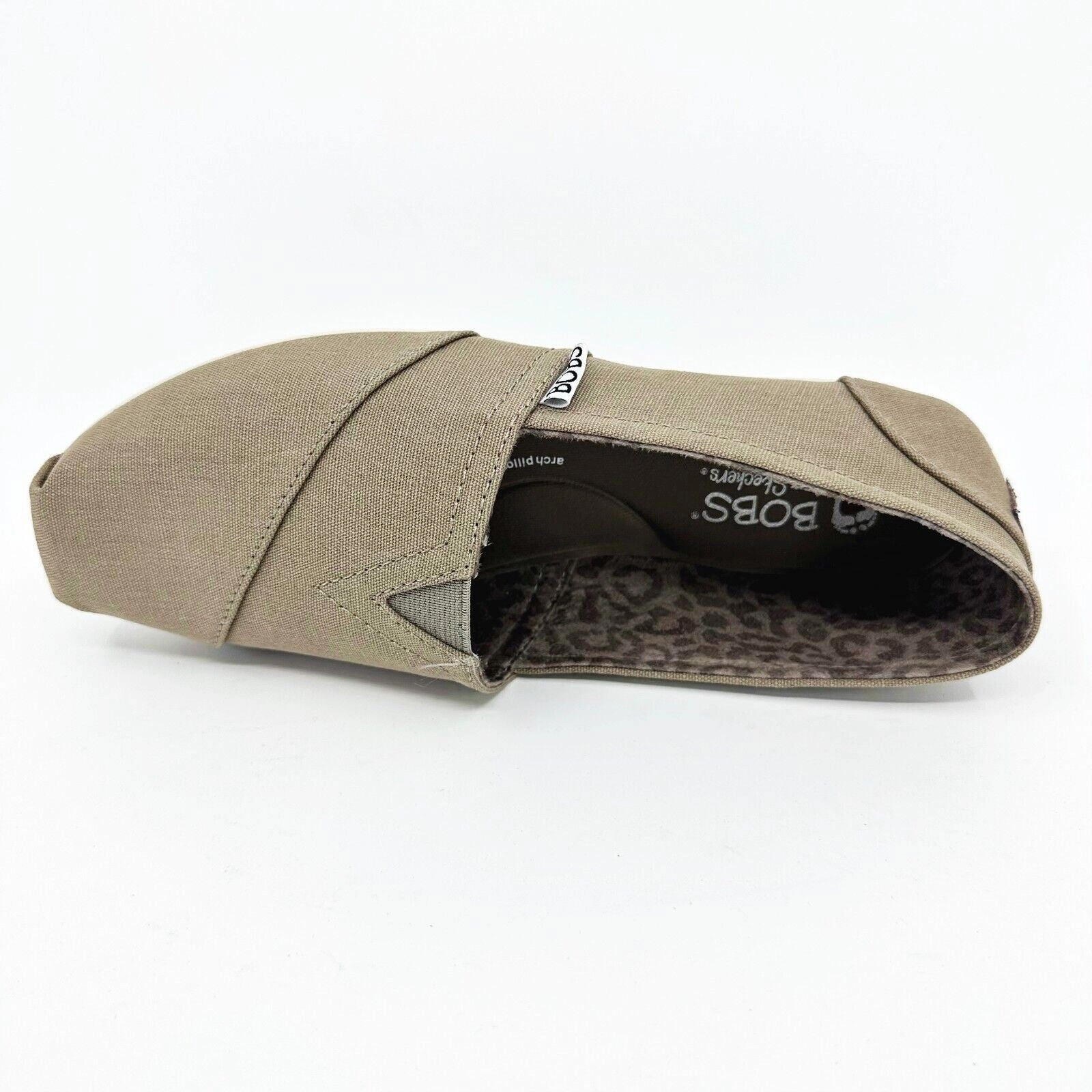 Skechers Bobs Plush Peace & Love Taupe Womens Memory Foam Flats Point Flat Shoes