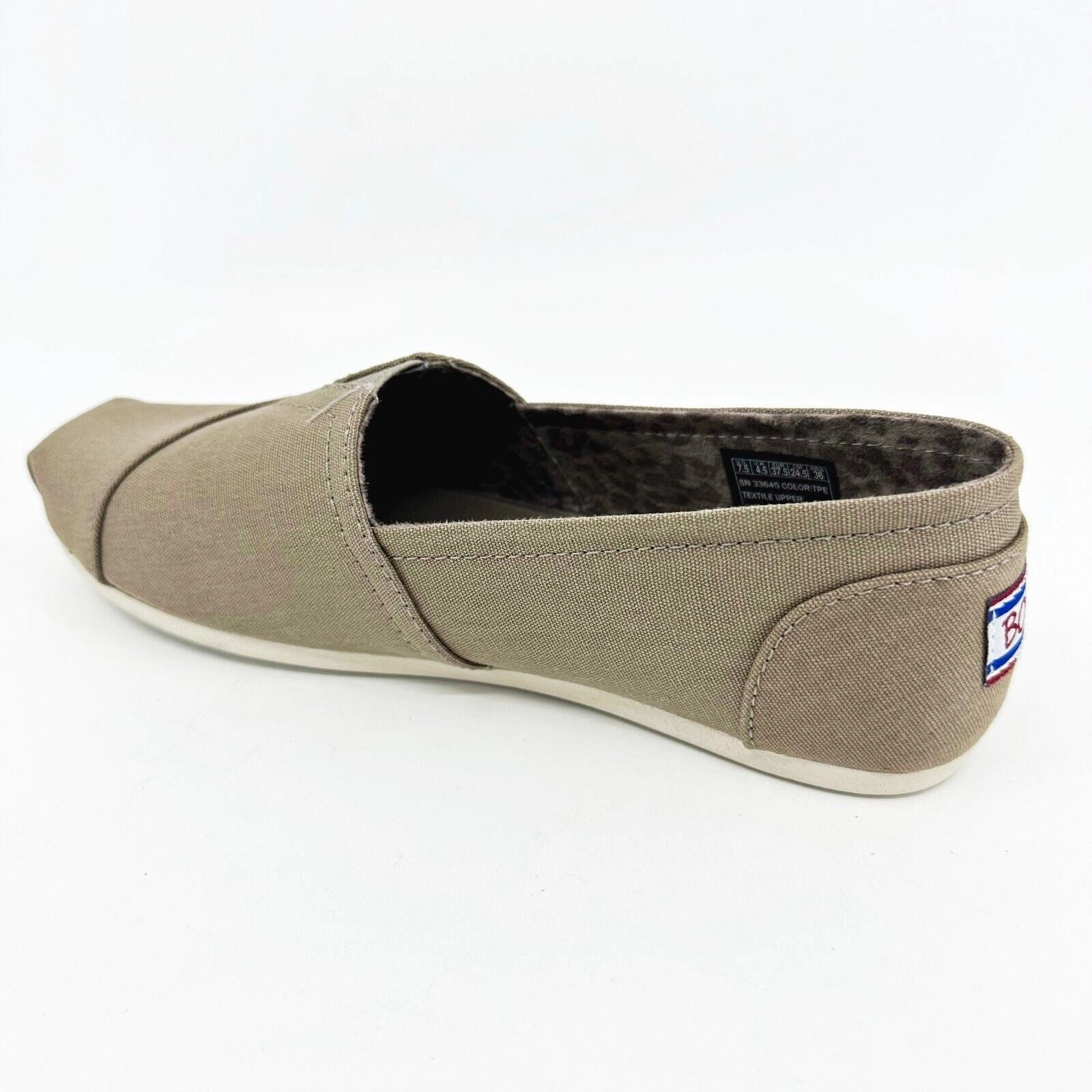 Skechers Bobs Plush Peace & Love Taupe Womens Memory Foam Flats Flat Powerlifting Shoes