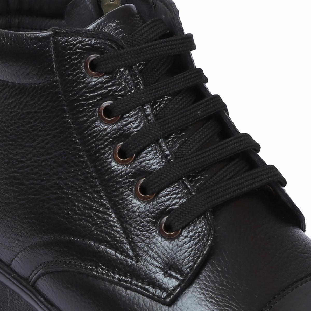 Leather Boots for Men D-045 | Mens Black Leather Zip Up Boots Ankle Rubber Boots