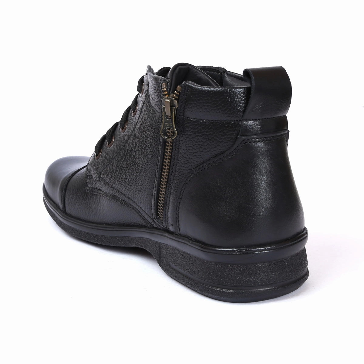 Leather Boots for Men D-045 | Mens Black Leather Zip Up Boots Budget Cowboy Boots