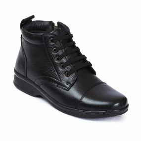 Palladium Boots Leather Boots for Men D-045 | Mens Black Leather Zip Up Boots