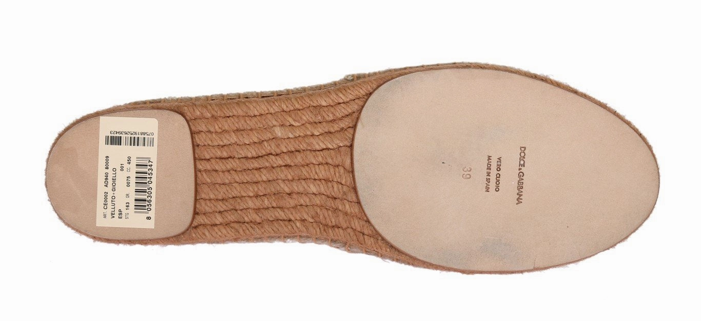 Flat Satin Wedding Shoes Beige Velvet Crystal Espadrilles Shoes