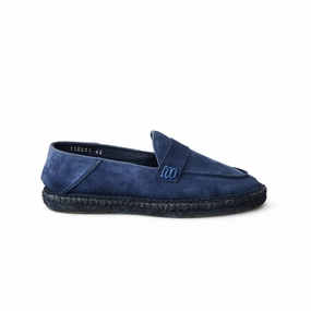 Stylish Business Casual Shoes Men's Suede Calf Leather Handmade Espadrilles M9007