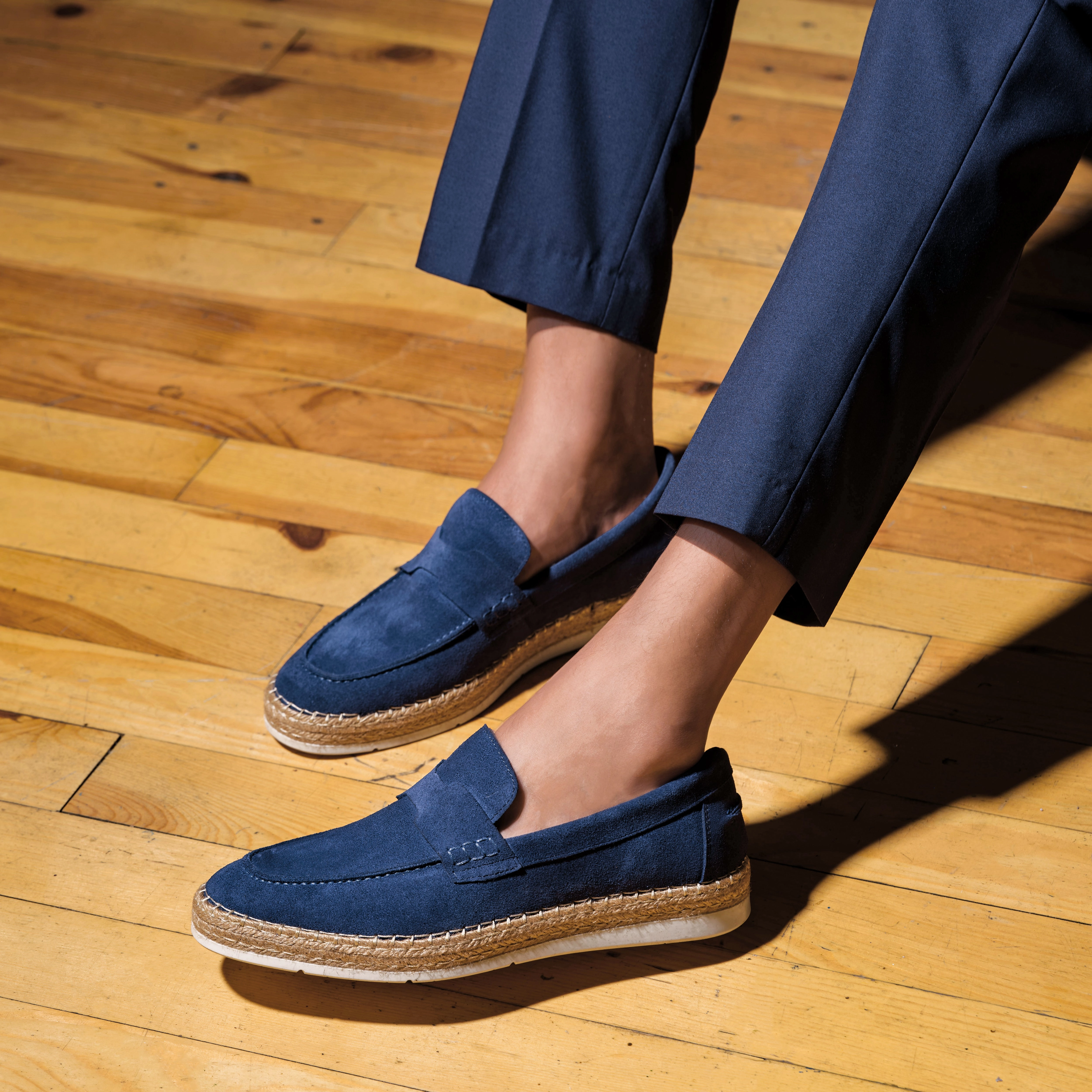 Men's Suede Calf Leather Handmade Espadrilles M9007 Dk Casual Shoes