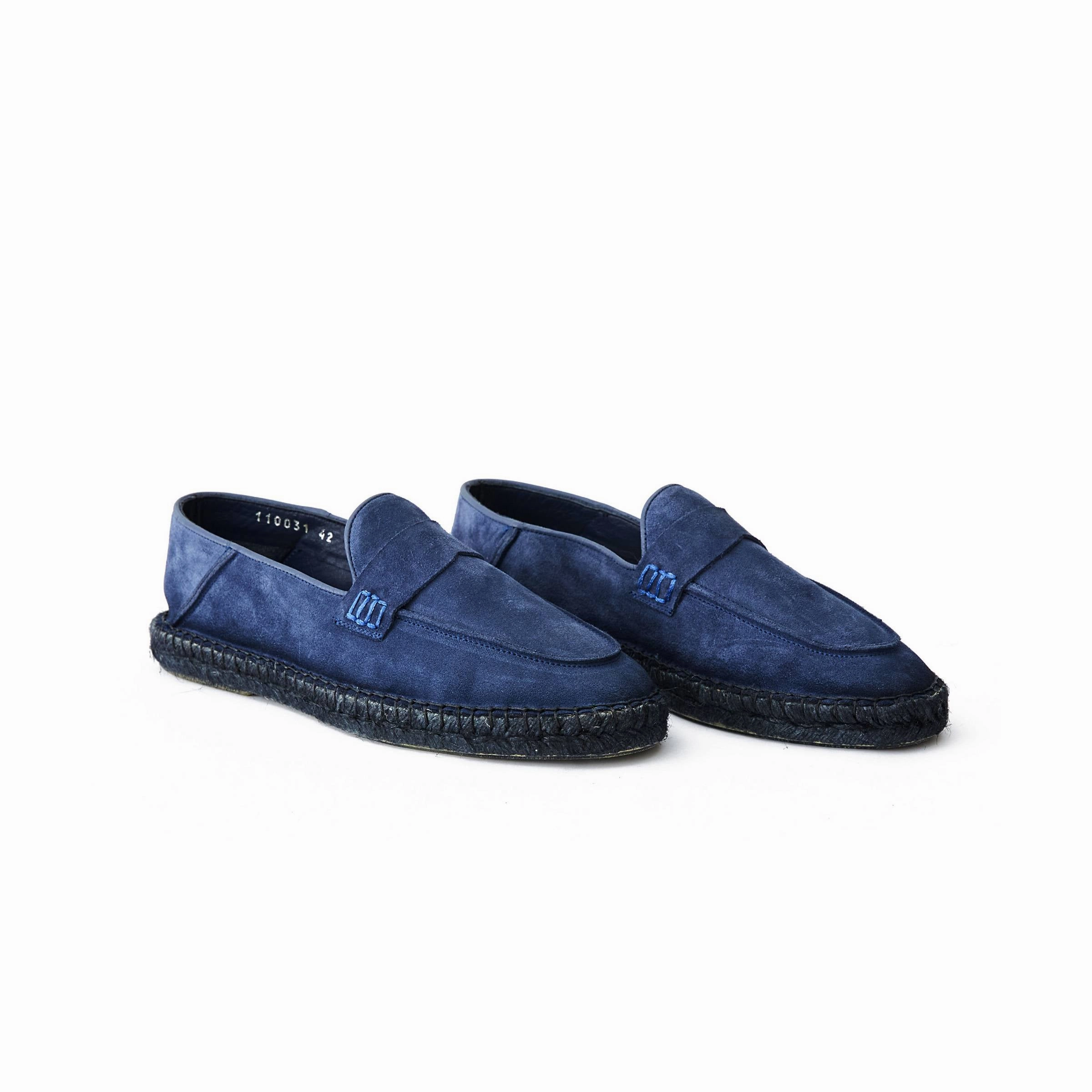Men's Suede Calf Leather Handmade Espadrilles M9007 Business Casual Shoes For Jeans