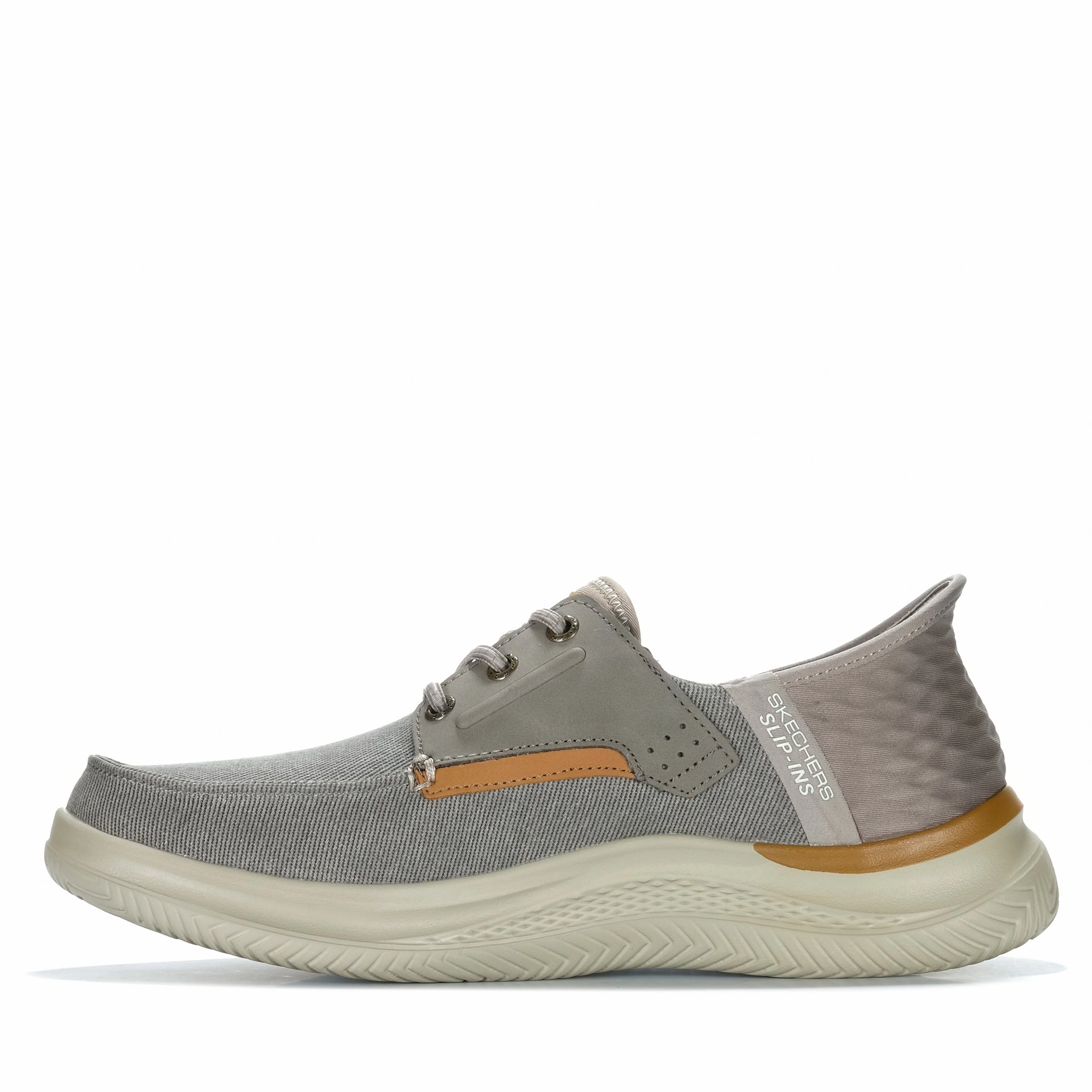 Low Heel Wedge Walking Shoe Under $50 Mary Jane Walking Skechers Slip-Ins Relaxed Fit: Hasting - Niko Taupe/Silver 20521