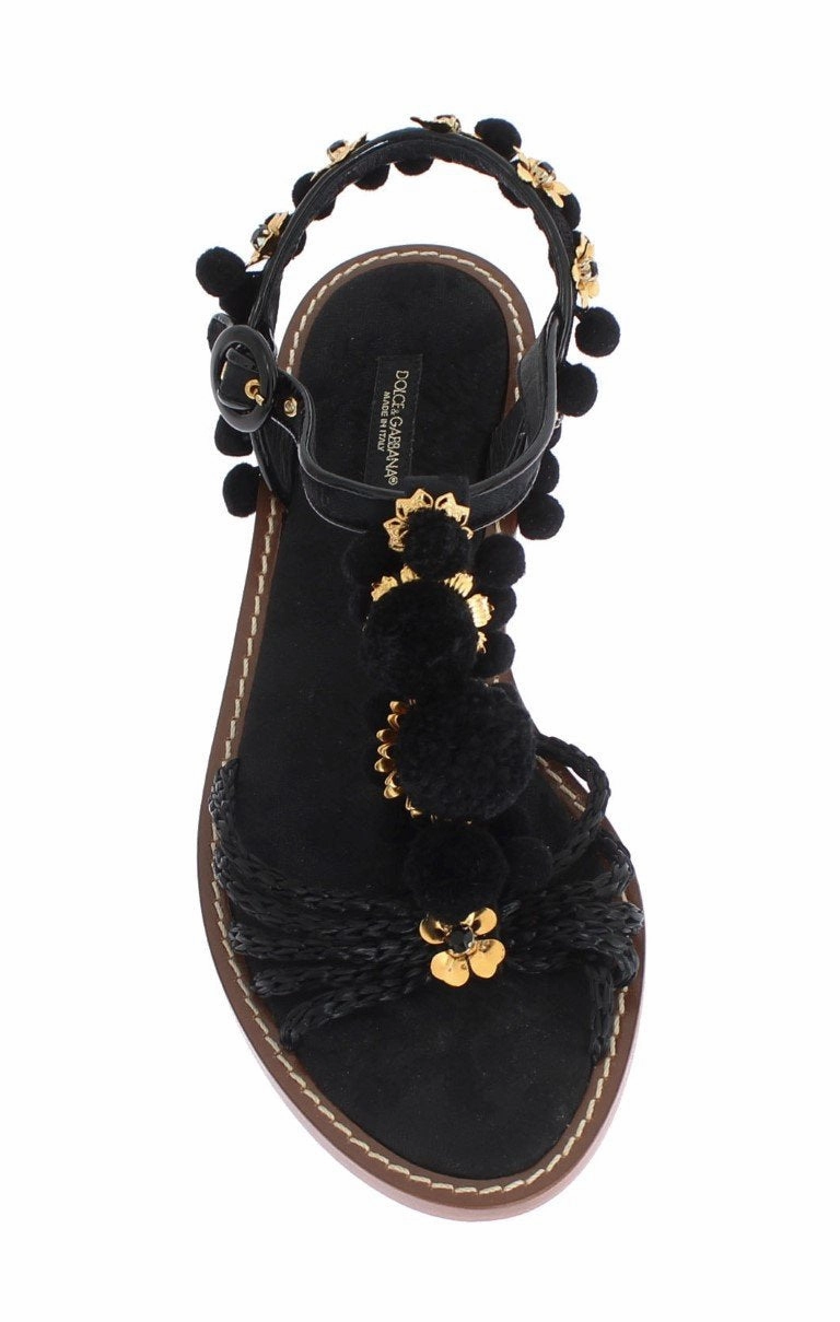 Black Raffia Crystal Torero Sandals Aldo Shoes Flat Sandals