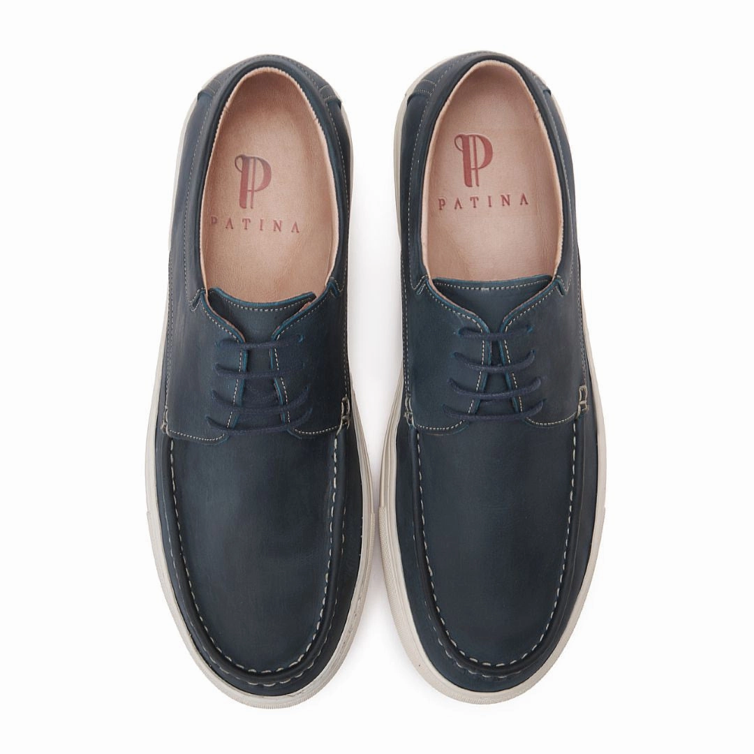 Flat Bottom Shoes PATINA Causal Leather Shoes Men 200-10-NVY