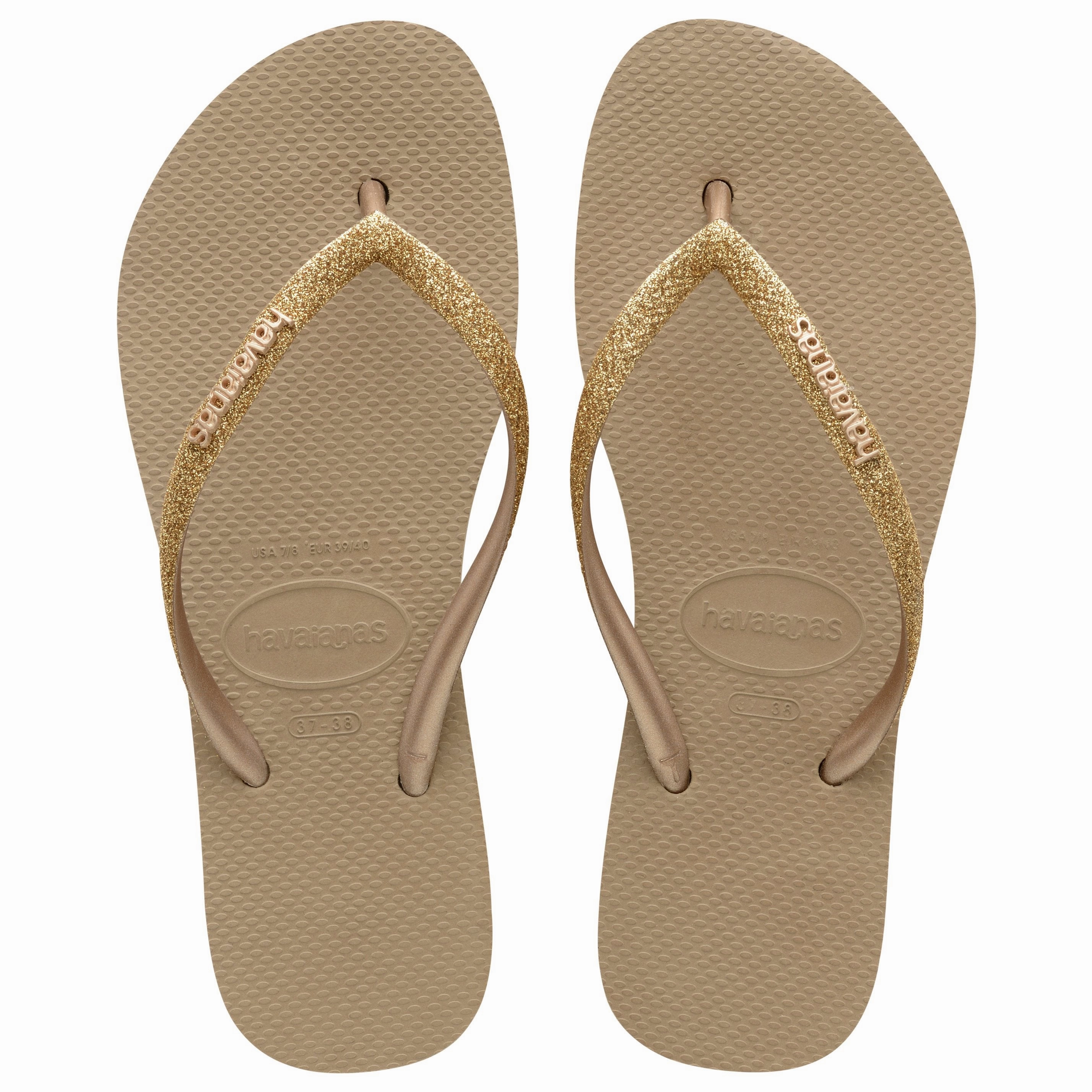 Flip Flops With Feet HAVAIANAS SLIM FLATFORM GLITTER