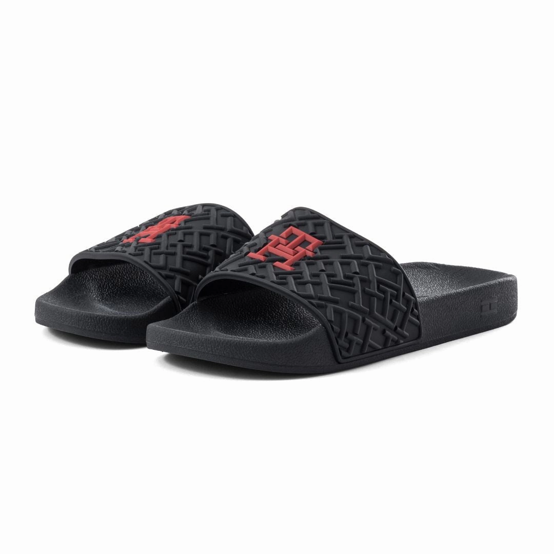 Tommy Hilfiger Dewts TH Monogram Slides Men - BLKRED Sandals St Lucia Halcyon Beach