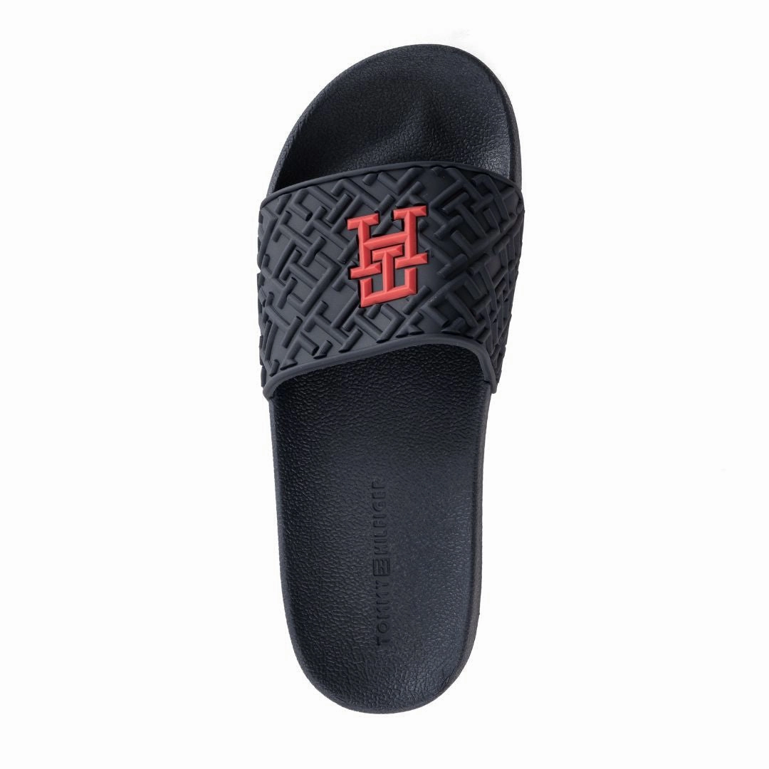 Sandals For People With Flat Feet Tommy Hilfiger Dewts TH Monogram Slides Men - BLKRED