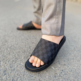 LS Handmade Checkered Chappal LS-134 BLK Ballerina Slippers