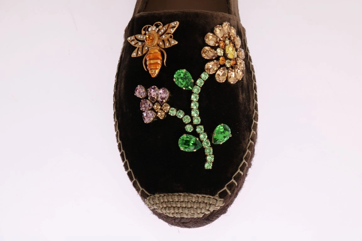 Brown Velvet Crystal Espadrilles Shoes Flat Shoes Near Me
