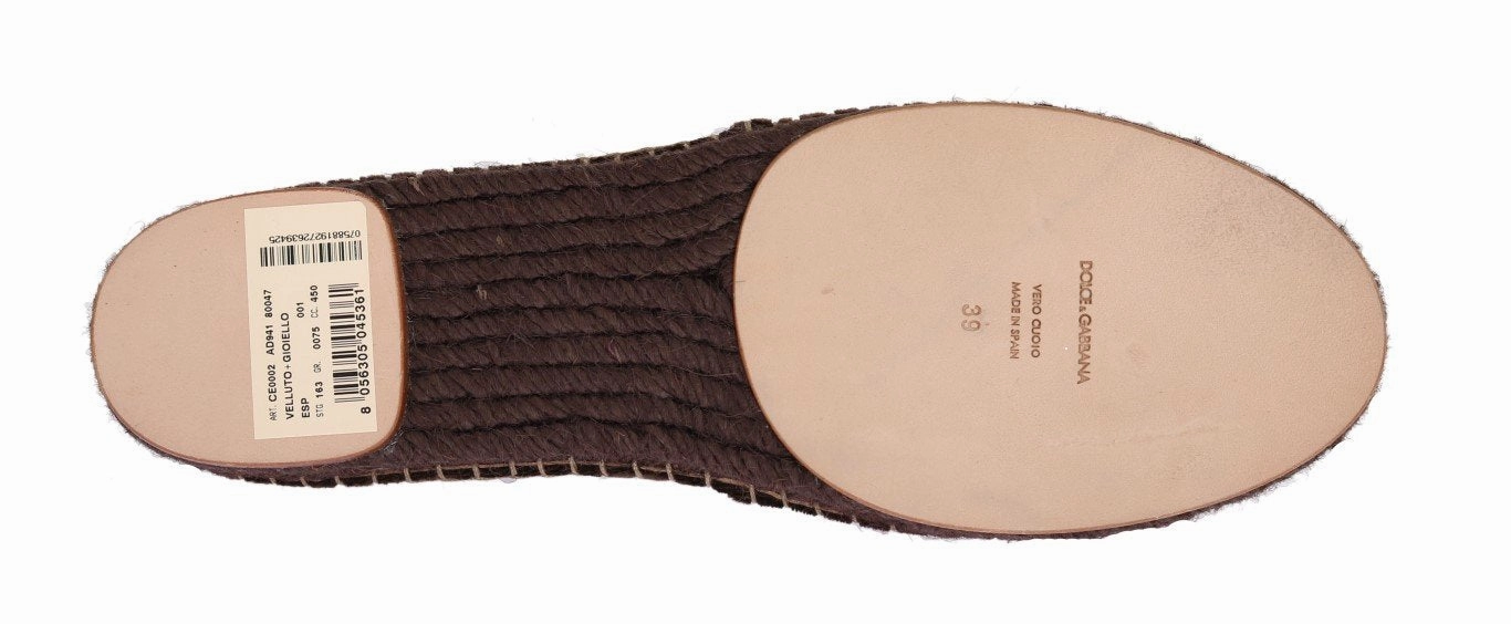 Brown Velvet Crystal Espadrilles Shoes Men's Running Shoes For Flat Feet