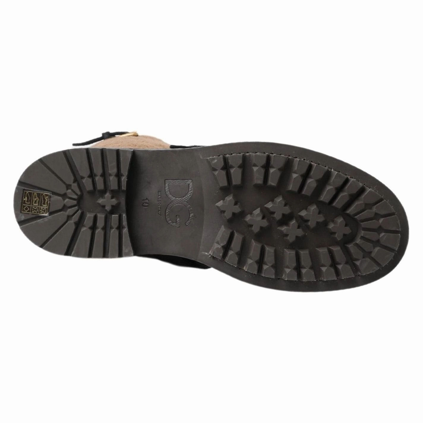 Dolce & Gabbana Black Leather Brown Shearling Boots Anderson Bean Ostrich Boots