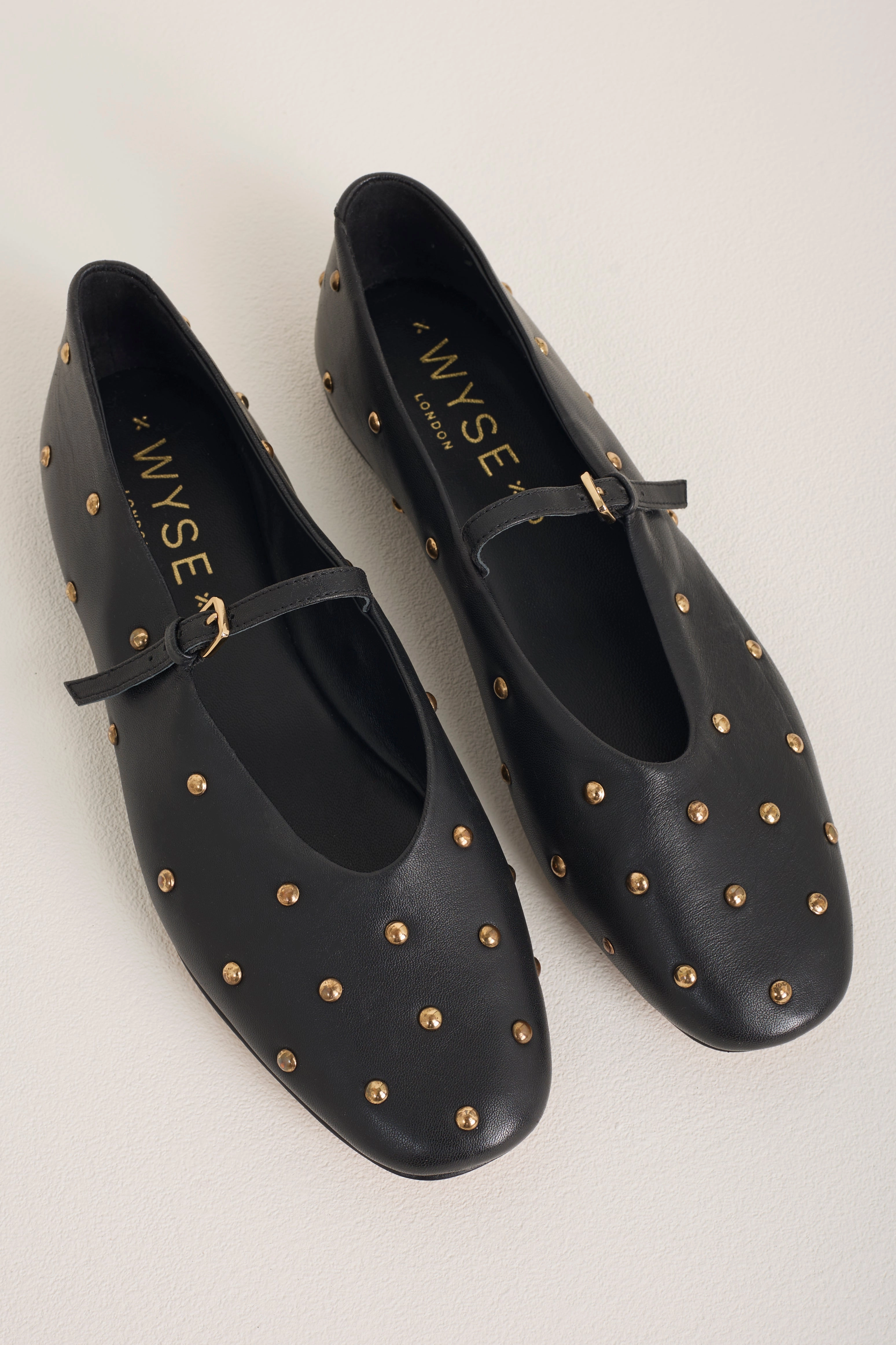 Velvet Shoes Flats Stella Leather Studded Ballet Flat - Black
