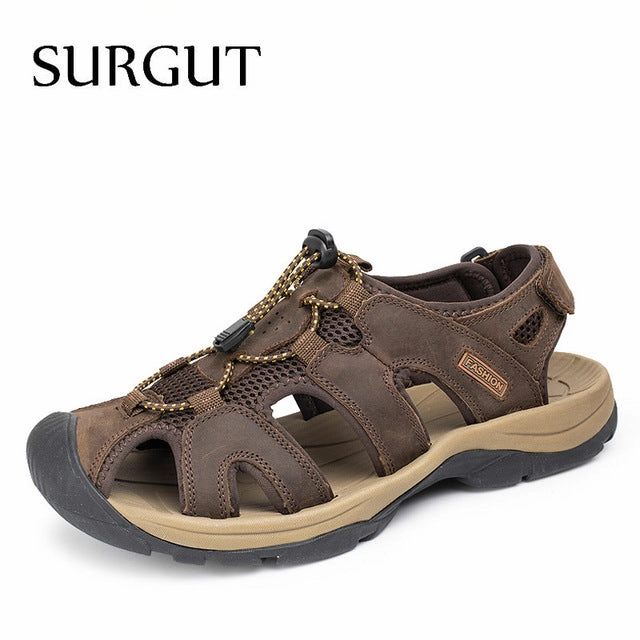 Simple Green Casual Shoe Genuine Leather Shoes Summer New Large Size Men's Sandals Men Sandals Fashion Sandals And Slippers Big Size 38-47