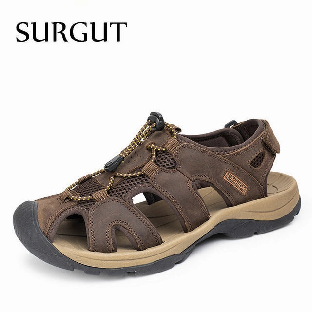 Genuine Leather Shoes Summer New Large Size Men's Sandals Men Sandals Fashion Sandals And Slippers Big Size 38-47 Regular Casual Shoes