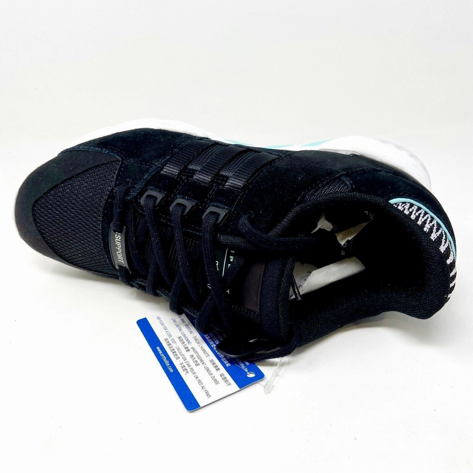 Coach Running Shoes Adidas EQT Support RF Black Aqua Blue Womens Size 5.5 Running Shoes BY8783
