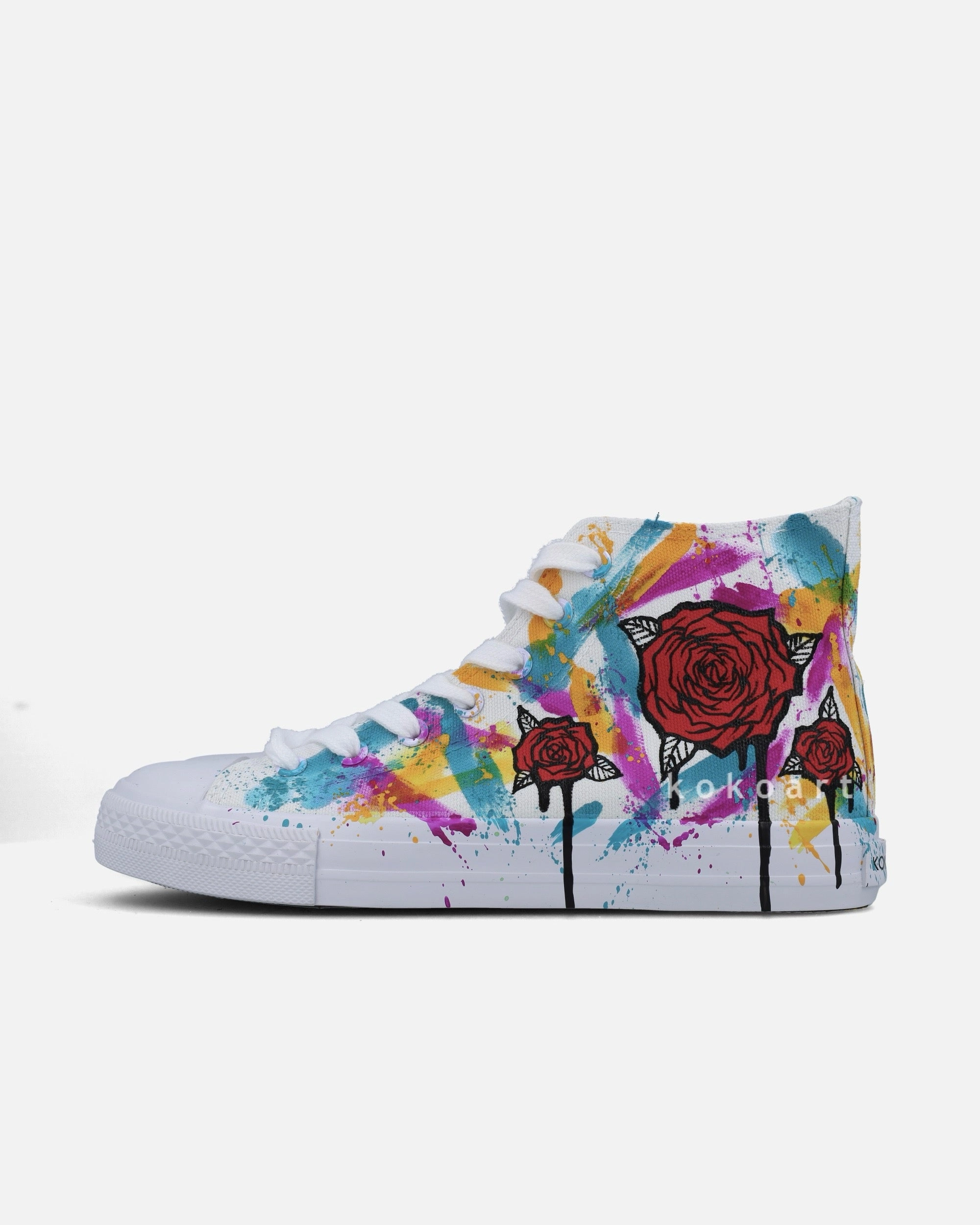 Roses with Brush Strokes Hand Painted Shoes