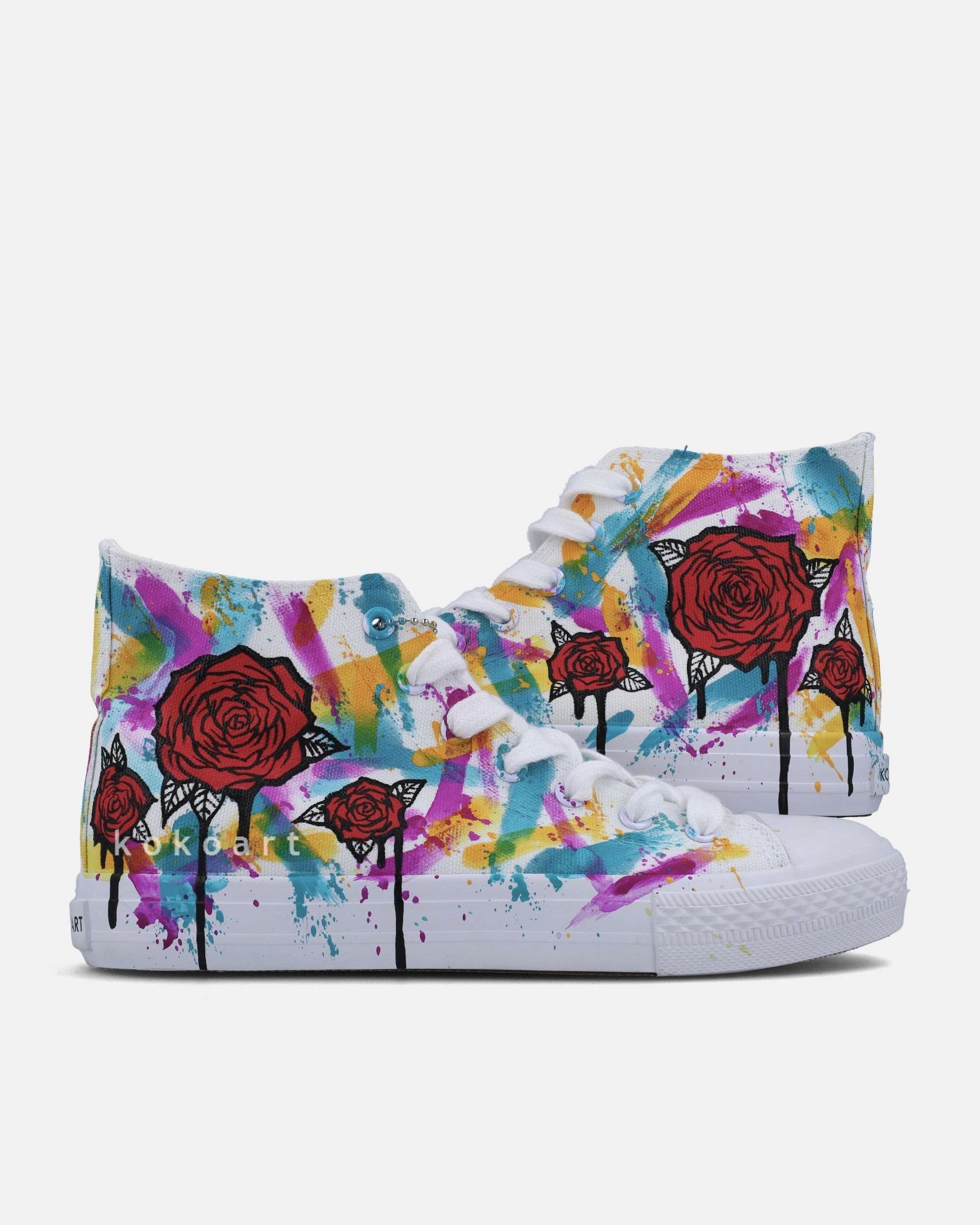 Waterproof Clipless Shoes Roses with Brush Strokes Hand Painted Shoes