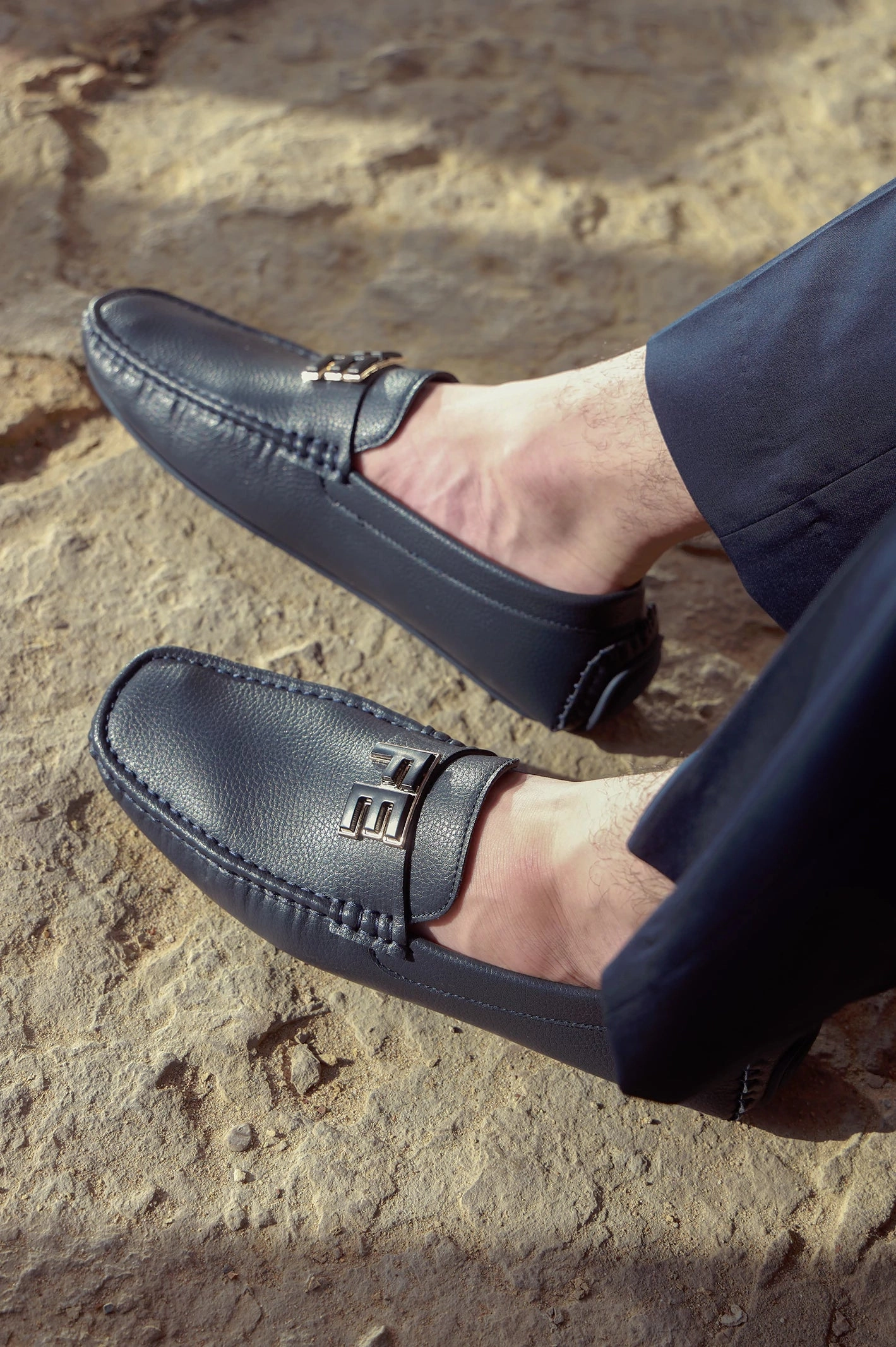 Navy Casual Moccassins Shoes Casual Minimalist Shoes