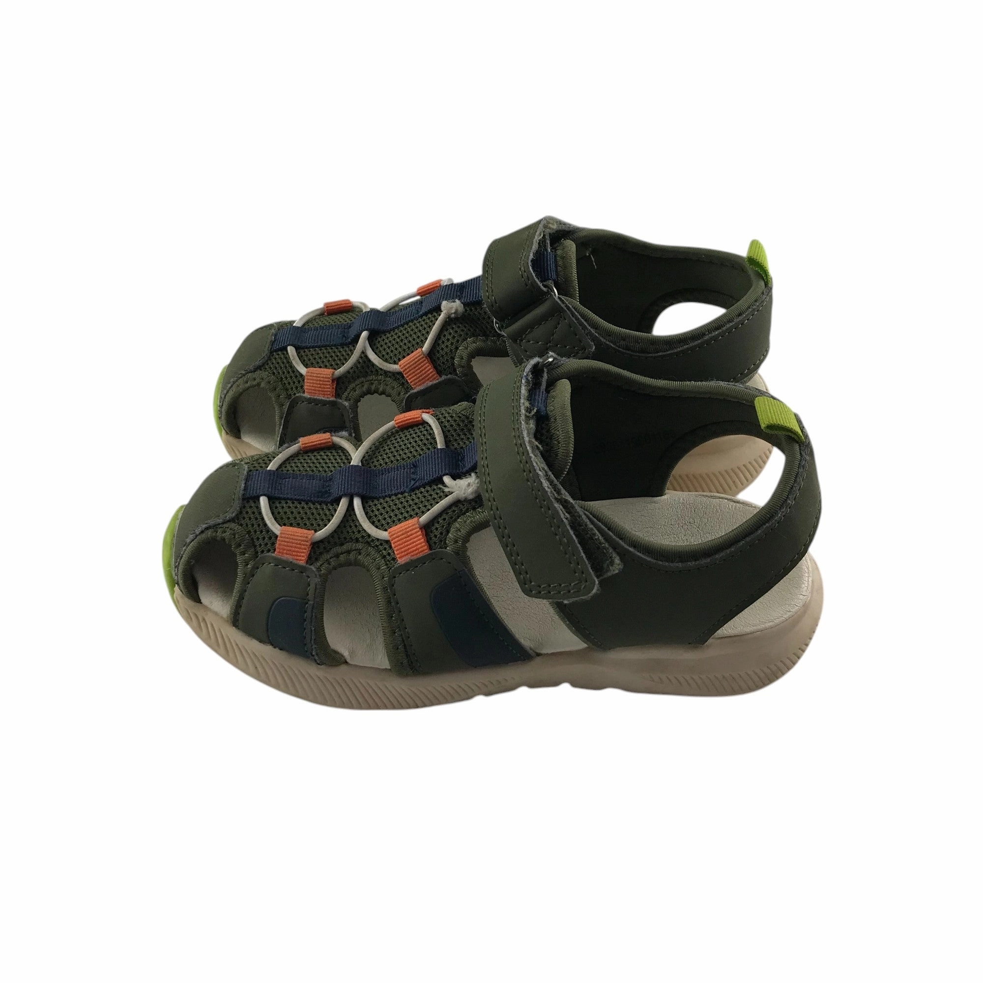 To Walk In All Day Best Tu sandals shoe size 13 junior khaki green with hook and loop straps