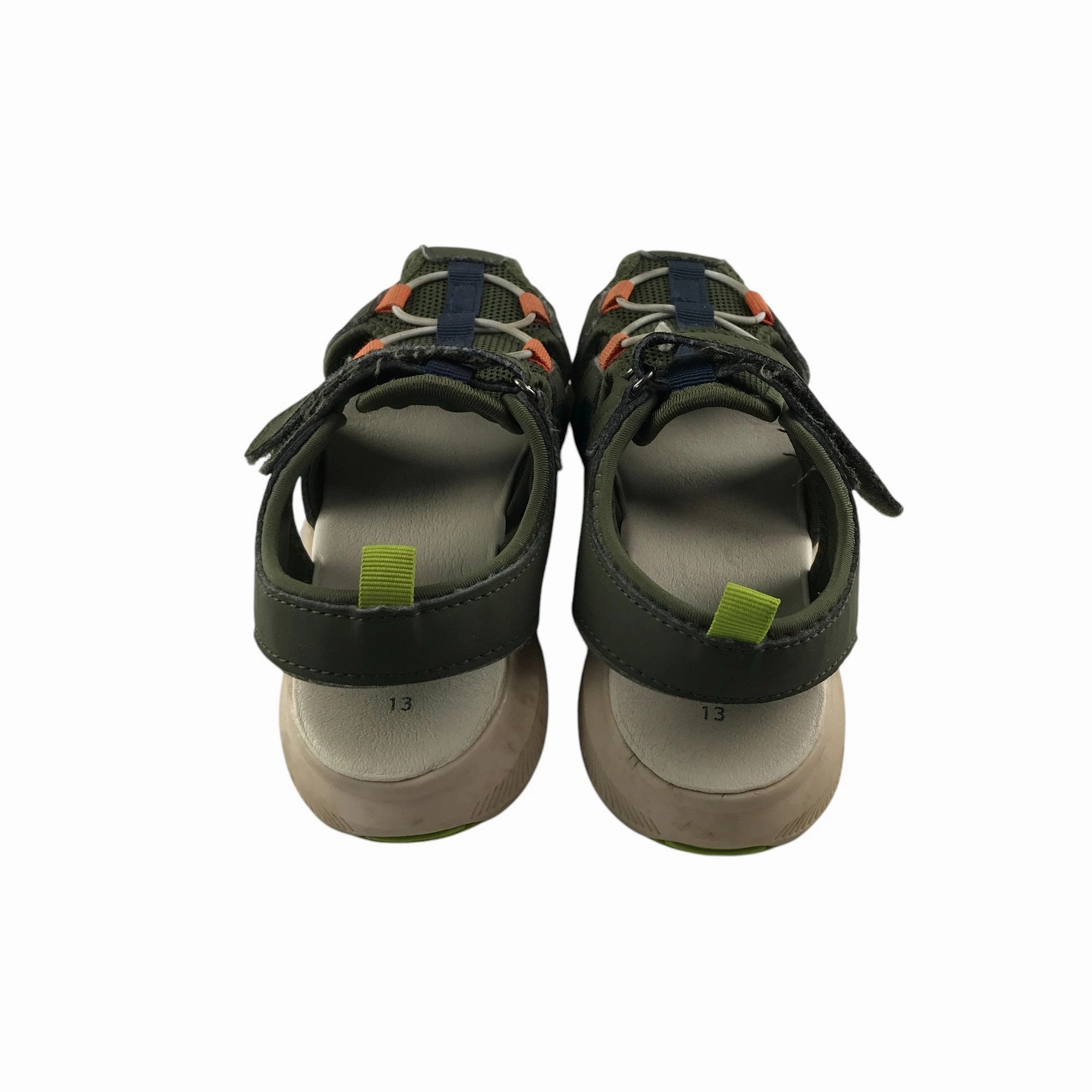 Tu sandals shoe size 13 junior khaki green with hook and loop straps For Seniors Walking