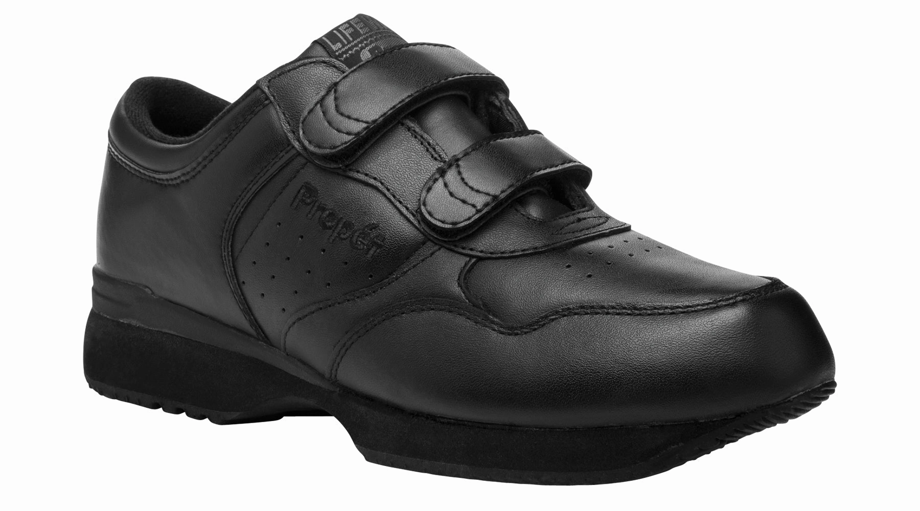 Propet's Men Diabetic Walking Shoes - Lifewalker Strap M3705- Black Wallis Casual Slip On Shoes