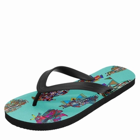 Badgley Mischka Flip Flops Men's Grass Dancers Eggshell Blue Flip Flops