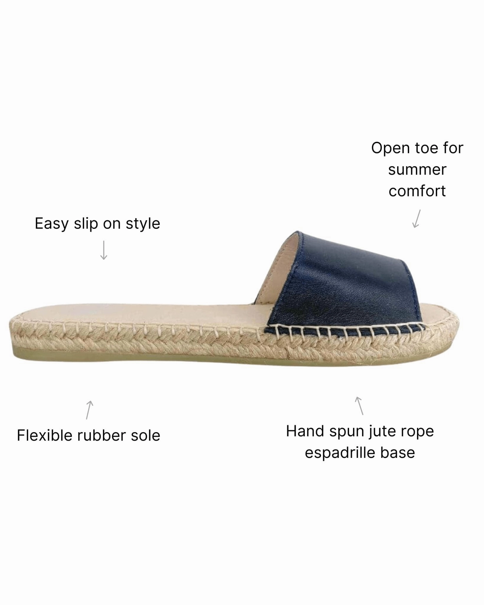 Summer Espadrille in Midnight Closed Toe Espadrille Sandals