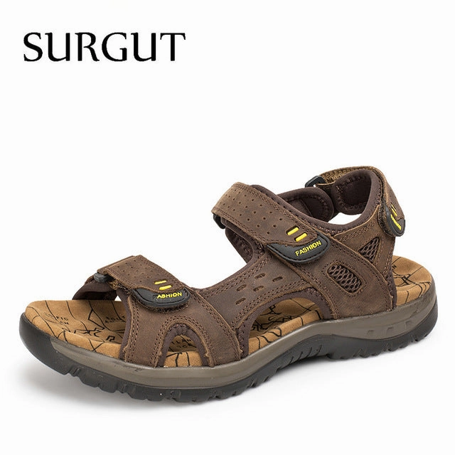 Summer Leisure Beach Men Shoes High Quality Leather Sandals The Big Yards Men's Sandals Size 38-45 Flat Ballerina Shoes