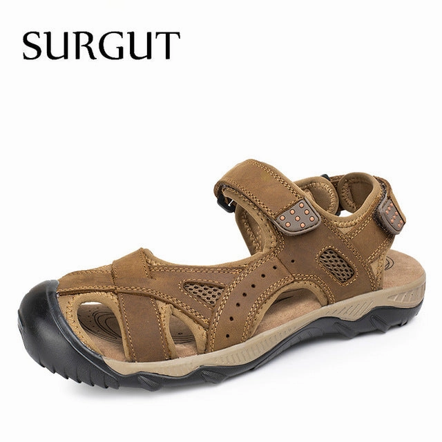 Summer Men's Sandals High Quality Real Leather Mens Shoes Slippers Beach Walking Casual Shoes Big Size 39-47 Casual Shoes Ideas