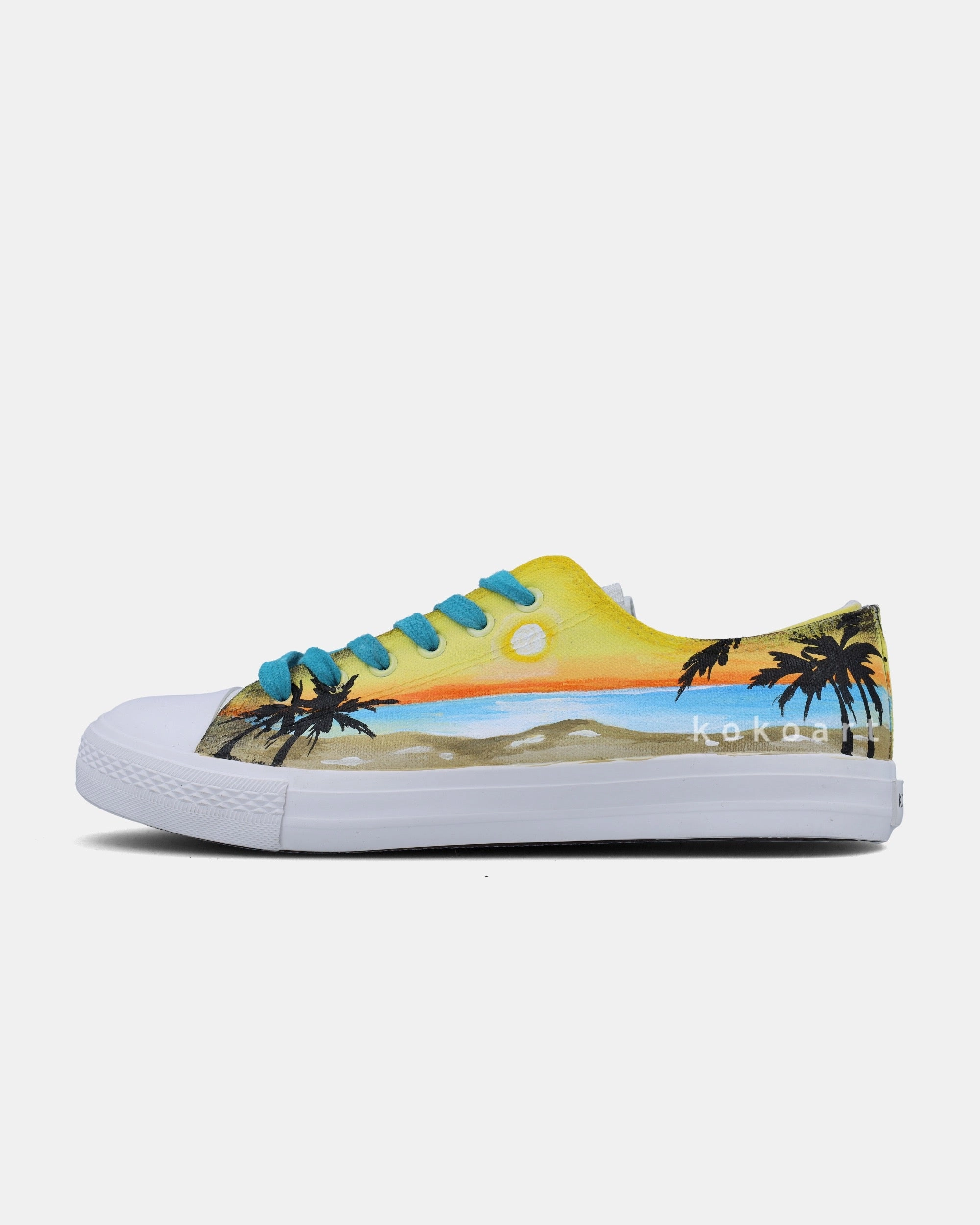 Sunset Beach with Palm Trees Hand Painted Shoes