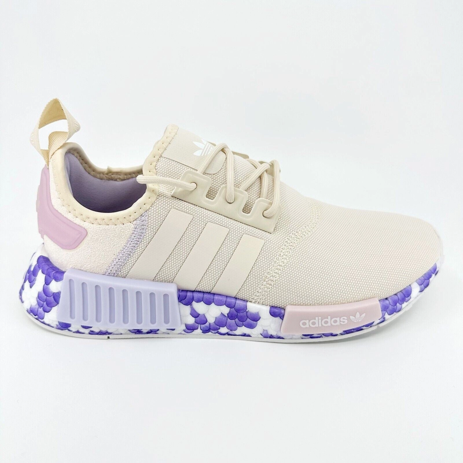 Adidas Originals NMD R1 Wonder White Beige Purple Womens Running Shoes GW5694 Hey Dude Running Shoes