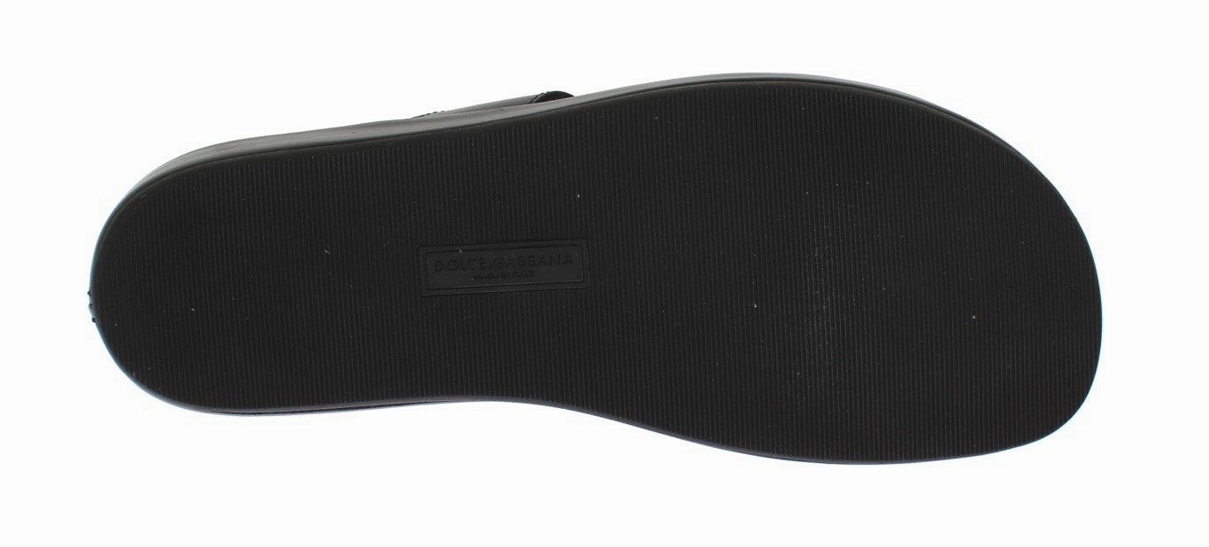 Sandals Ochi Ocho Rios Black Deer Leather Logo Slides Sandals