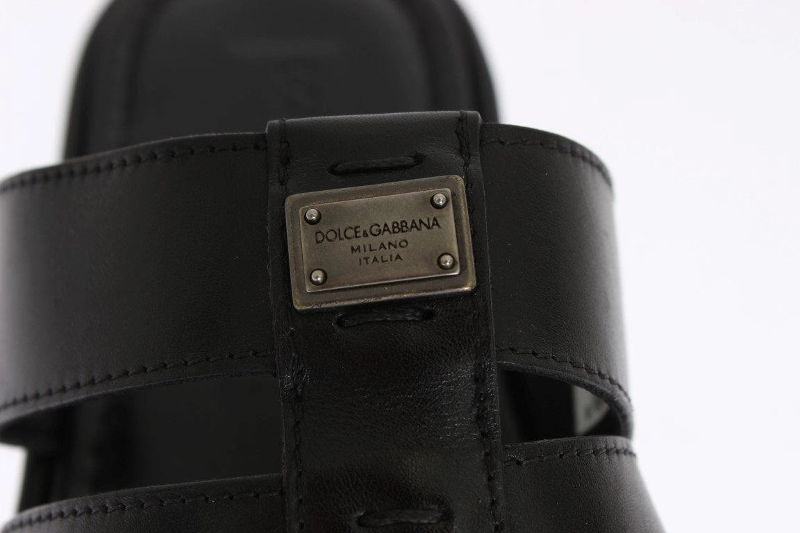 Black Deer Leather Logo Slides Sandals Sandals In The Caribbean