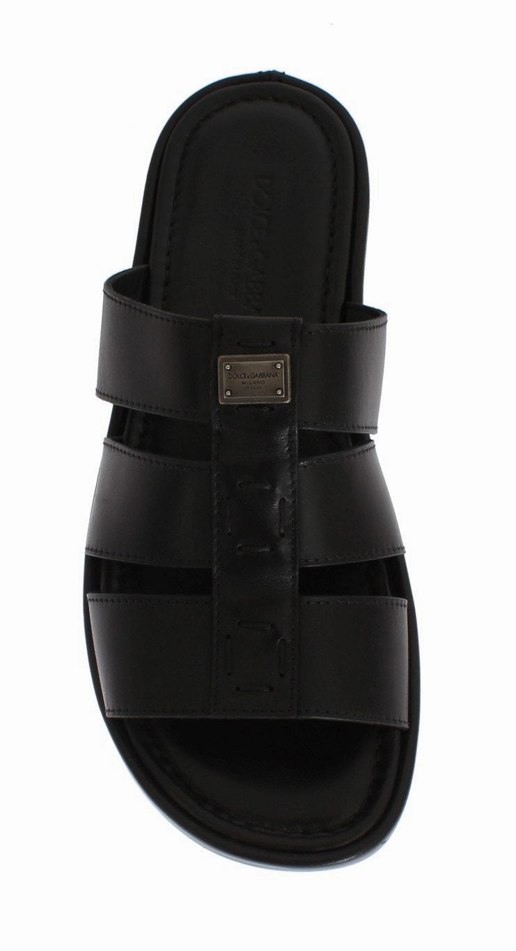 Sandals Crocs Serena Flip Black Deer Leather Logo Slides Sandals