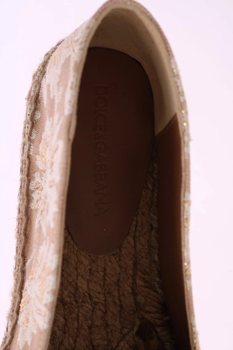 Beige Gold Floral Brocade Espadrilles Shoes Best Running Shoes For Flat Feet And Bunions